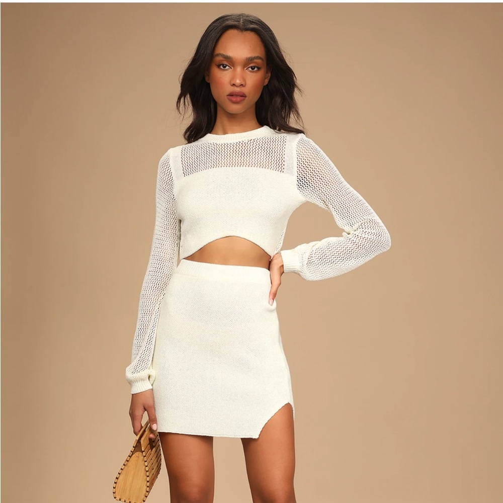 Double the Delight Ivory Knit Two-Piece Mini Sweater Dress - Lulus